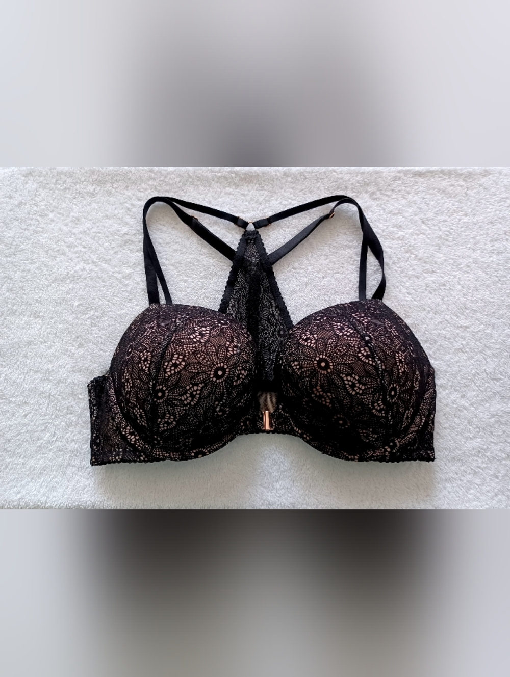 Victoria's Secret Black Lace Push-Up Bra with Nude Lining - Picture 7 of 16